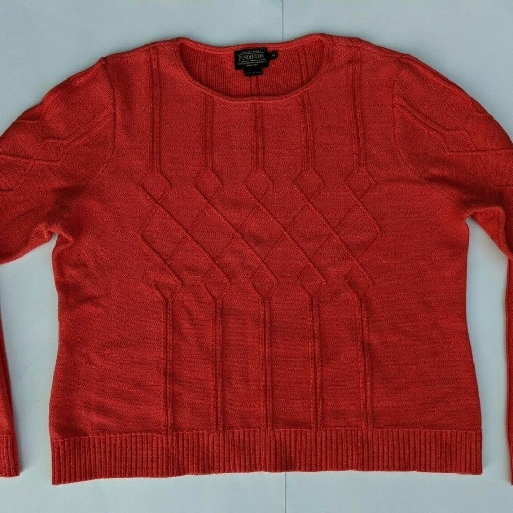 Pendleton Crop Sweater Women's size XL Coral Cotton Blend